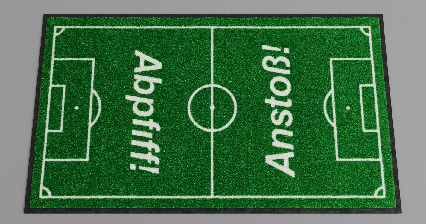 Fußballfeld Fußmatte Anstoß I Limitierte Matte für Sportevents 85x150 cm I Fussball Sommer 2026