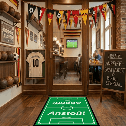 Fußballfeld Fußmatte Anstoß I Limitierte Matte für Sportevents 85x150 cm I Fussball Sommer 2026