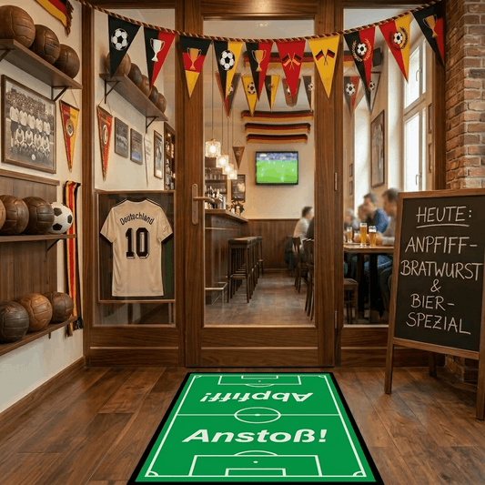 Fußballfeld Fußmatte Anstoß I Limitierte Matte für Sportevents 85x150 cm I Fussball Sommer 2026