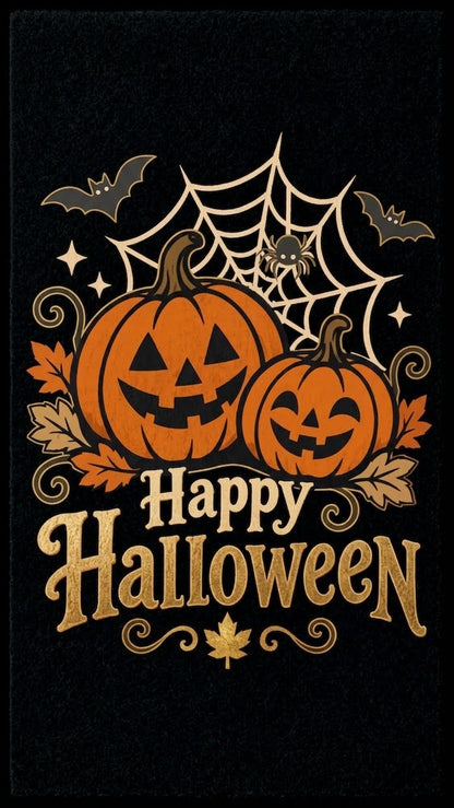 Halloween Matte XXL (85x150 cm) – Rutschfeste Fußmatte mit Kürbis-Motiv & Happy Halloween