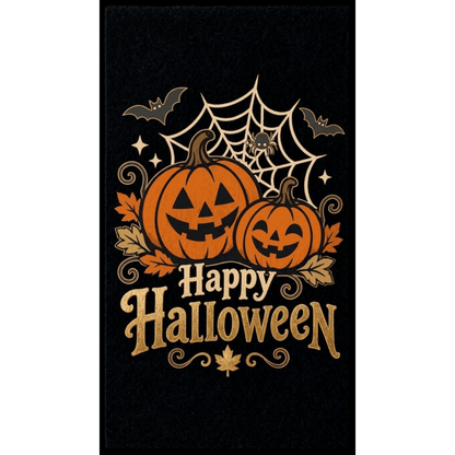 Halloween Matte XXL (85x150 cm) – Rutschfeste Fußmatte mit Kürbis-Motiv & Happy Halloween